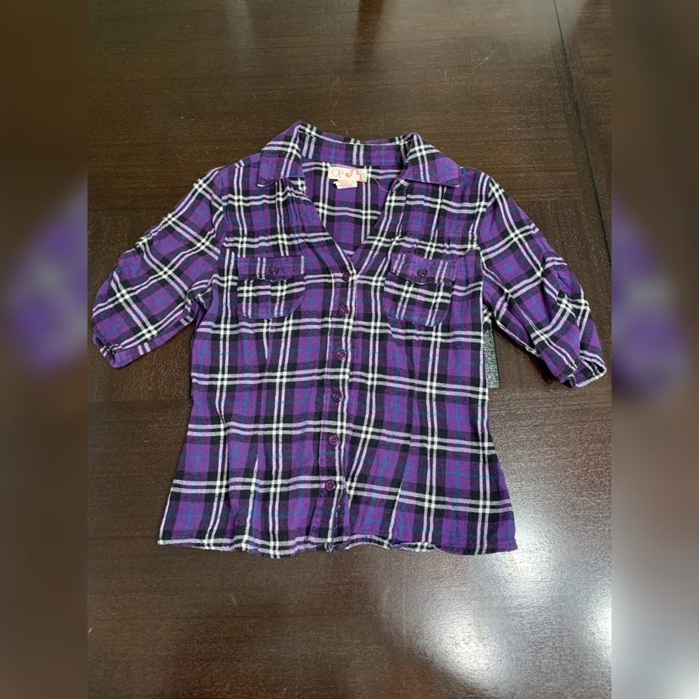 Plaid Purple Button-Up